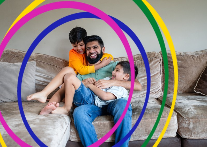 An image of a smiling family