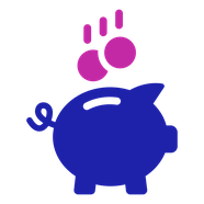 Financial support icon: coins dropping into a piggy bank