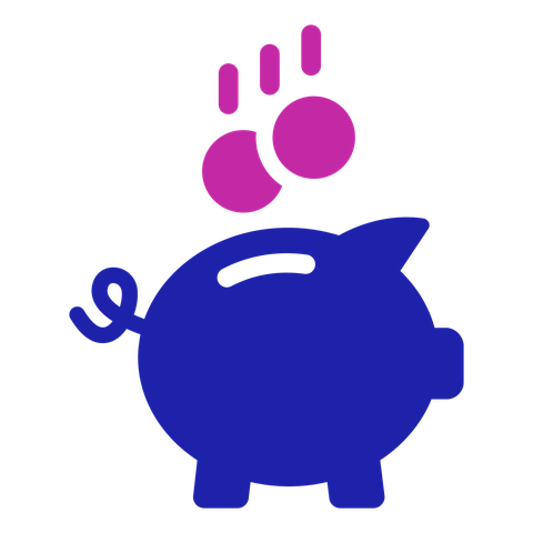 Financial support icon: coins dropping into a piggy bank