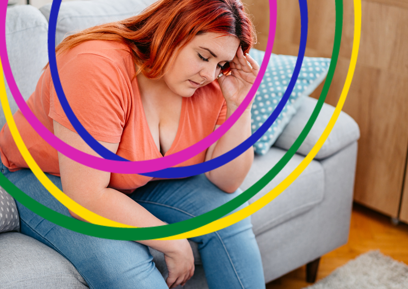 Woman stressed by finances