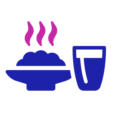 Food icon: a bowl of food next to a glass of drink