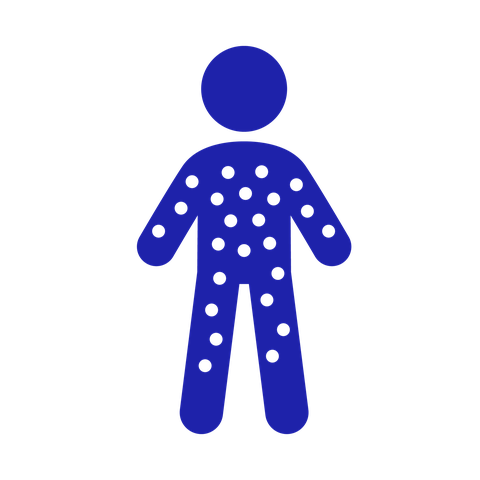 Rash icon: a person with a rash all over their body