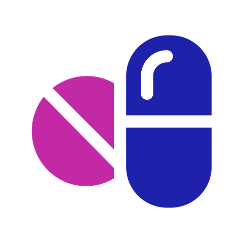 Tablets or capsules icon: a tablet and a capsule