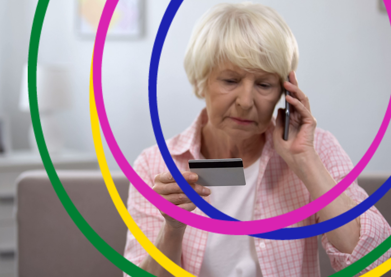 A lady on the phone making a donation